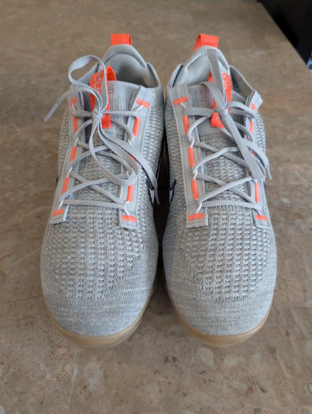 Nike Air Vapor Max (2021) Flyknit GS "Grey Fog Bright  Mango Shoes Men Size 10.5 - Picture 3 of 12
